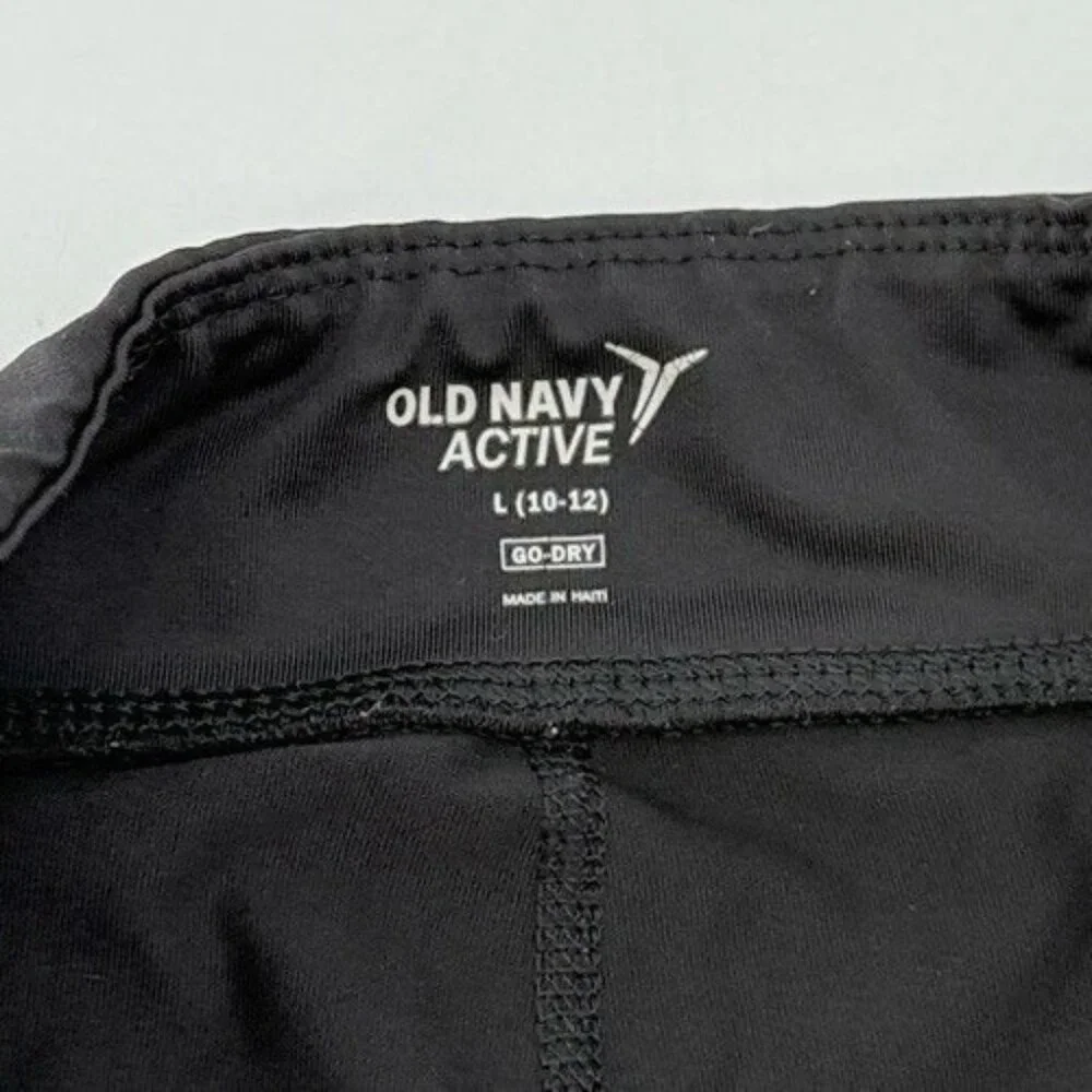 Old Navy Girl’s Black Active Leggings Size L (10-12) Stretch Pull On, See Photos